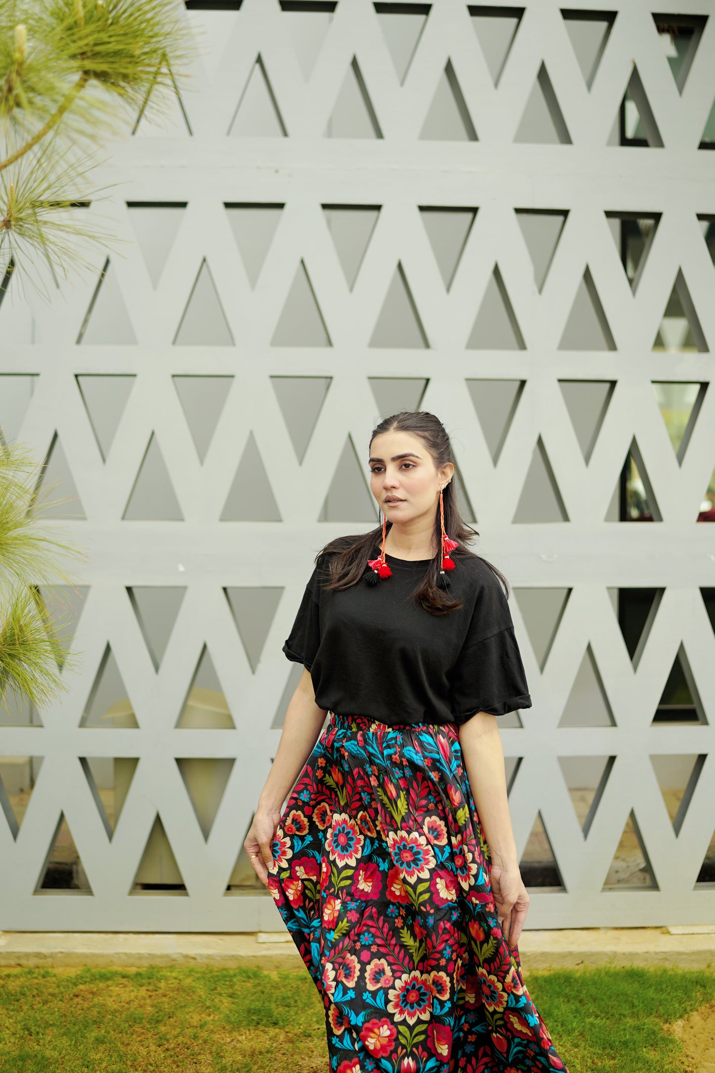 Black Flora Skirt