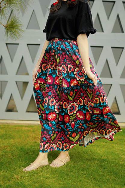 Black Flora Skirt