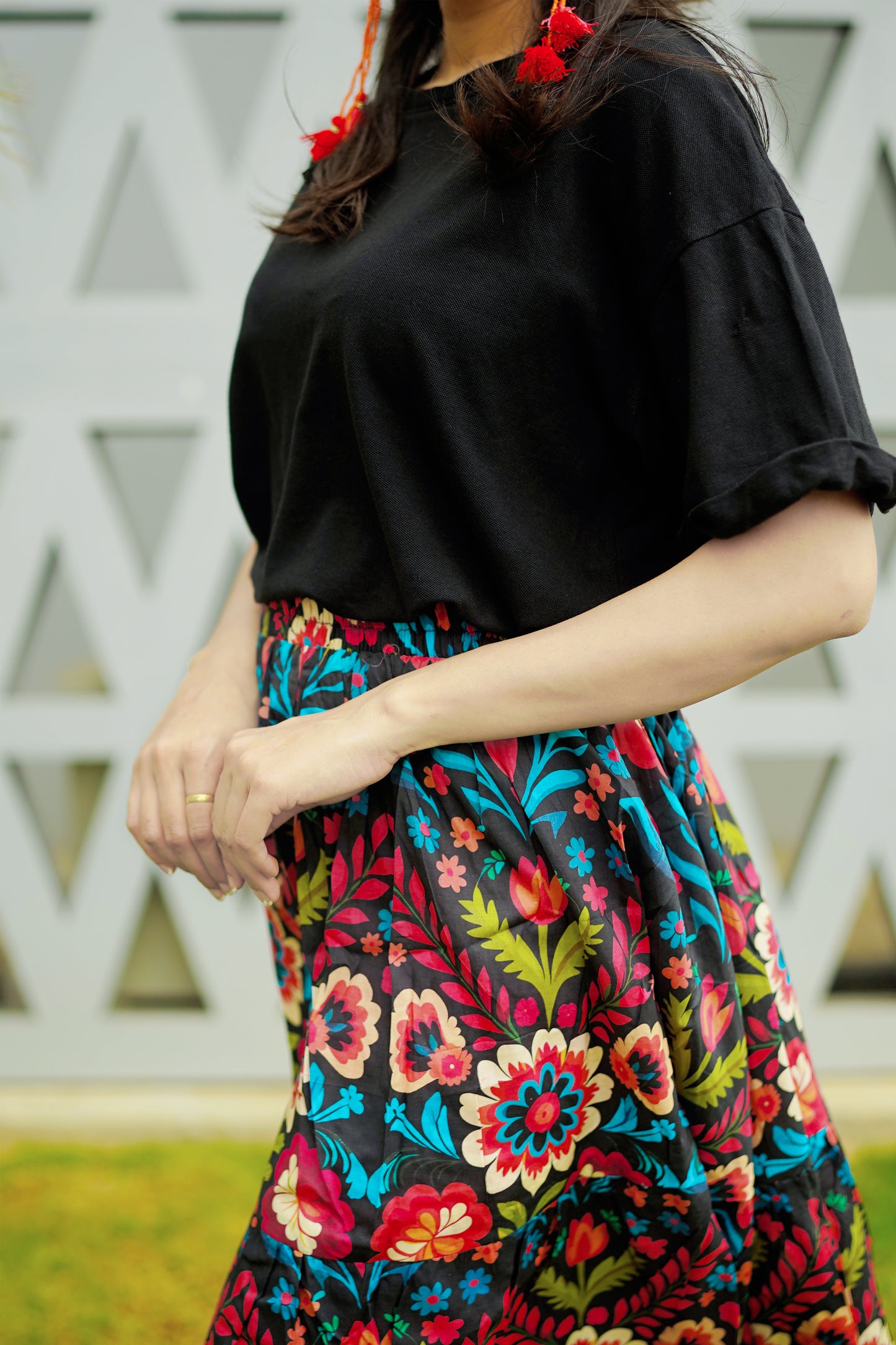 Black Flora Skirt