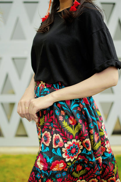 Black Flora Skirt