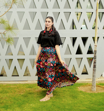 Black Flora Skirt