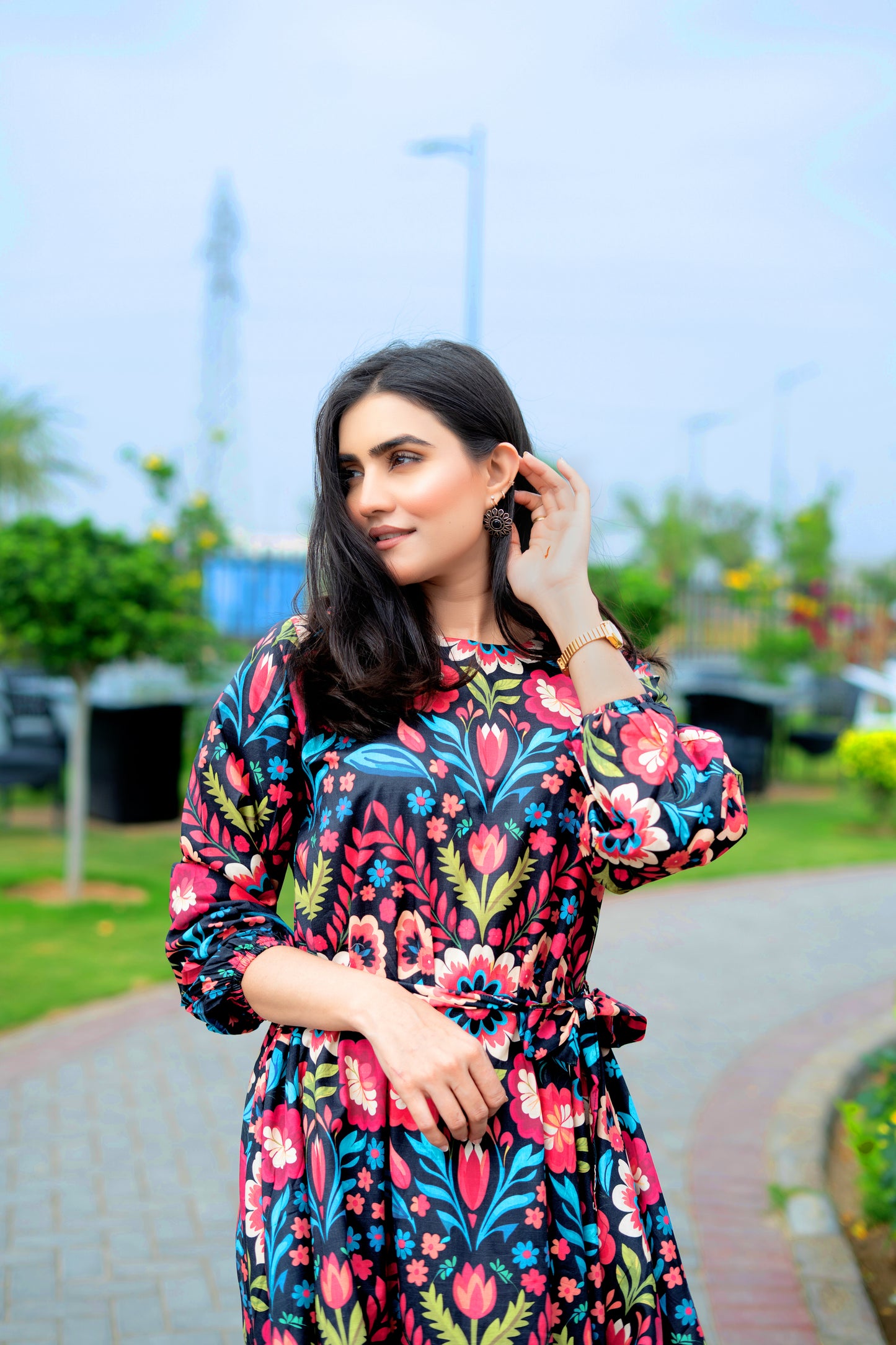 Black Flora Dress