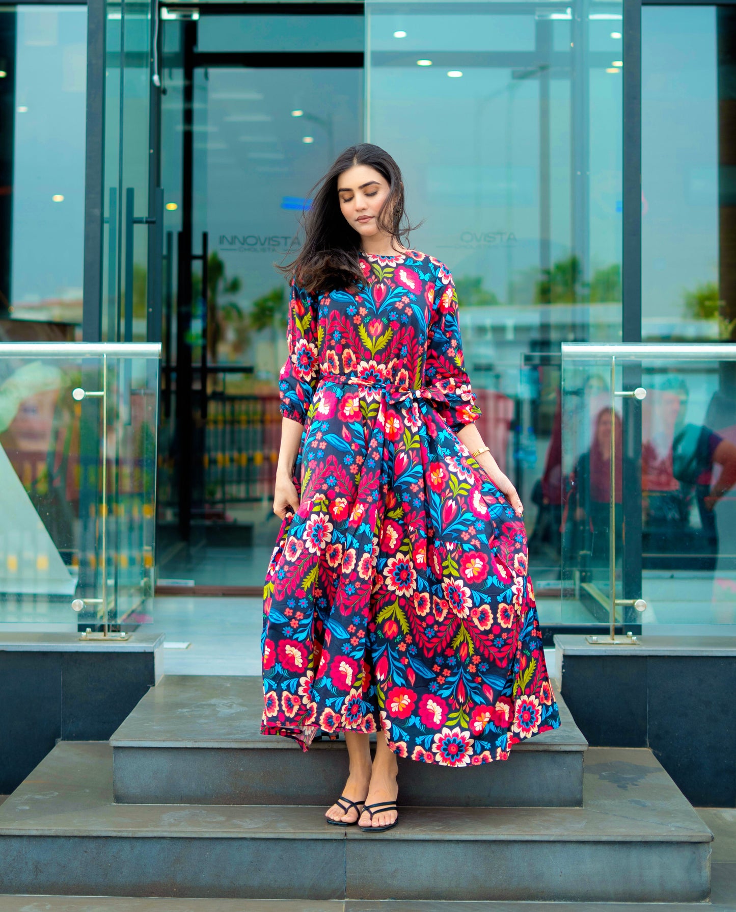 Black Flora Dress