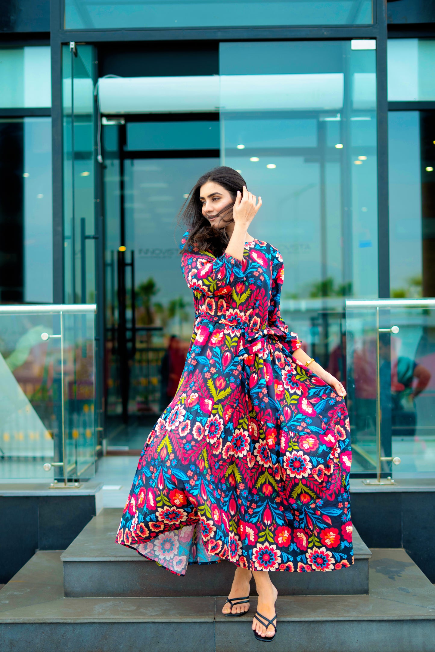 Black Flora Dress